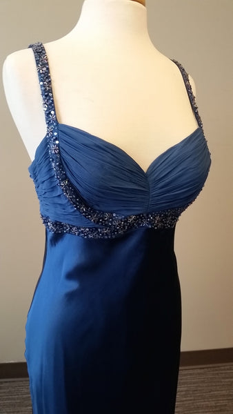 Glamorous long blue evening dress, Adrianna Papell