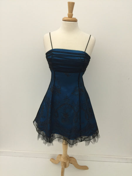 Blue and Black Morgan and Co Homecoming Dress