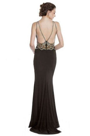 Intricate Embroidered Dress with Open Back