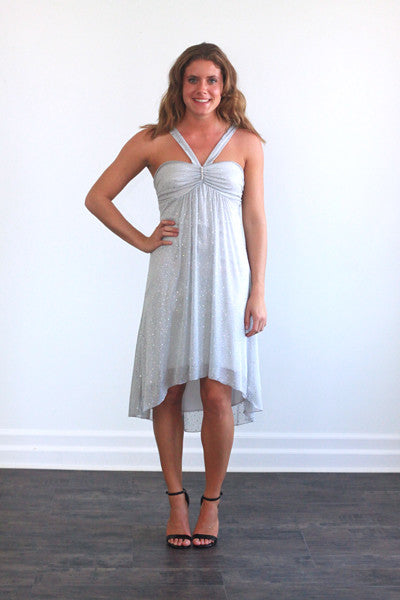 Jodi Kristopher Silver Homecoming Dress