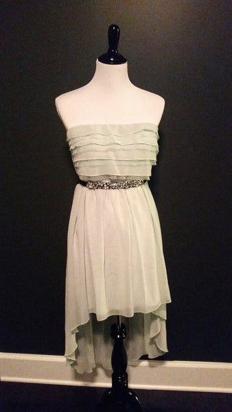 Mint Green Chiffon Dress with Rhinestone Belt
