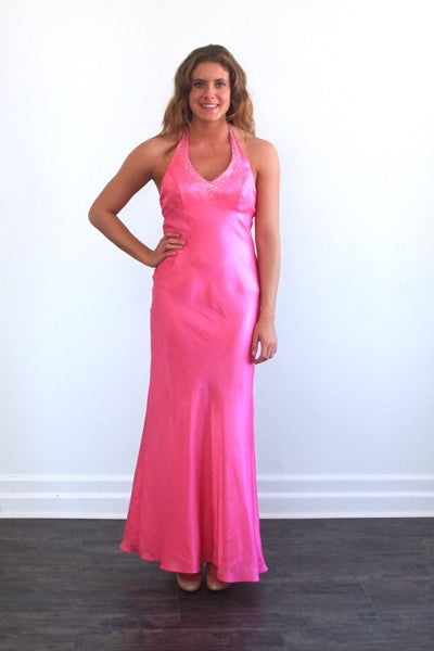 Blondie Nights Pink Halter Prom Dress