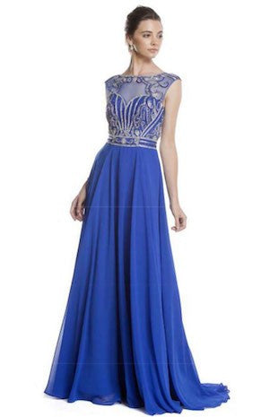 Sleeveless Royal Blue Formal Gown
