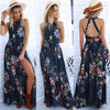 Long Floral Maxi Dress with Open Back