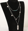 Boho Feather Necklace | Multi-Layer boho necklace | Turquoise Silver | Turquoise Gold