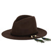 Wide Brim Boho Hat with Feather | Fedora | Brown