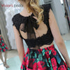 black and rose floral two piece dress homecoming fall 