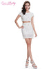 white eyelet lace two piece dress crop top skirt homecoming prom